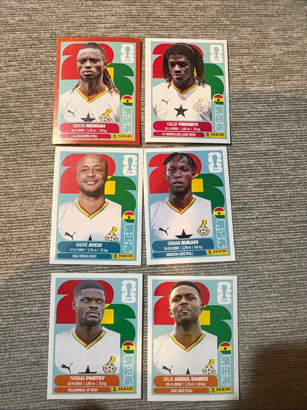 Panini FIFA World Cup 2026 Ghana Team Stickers